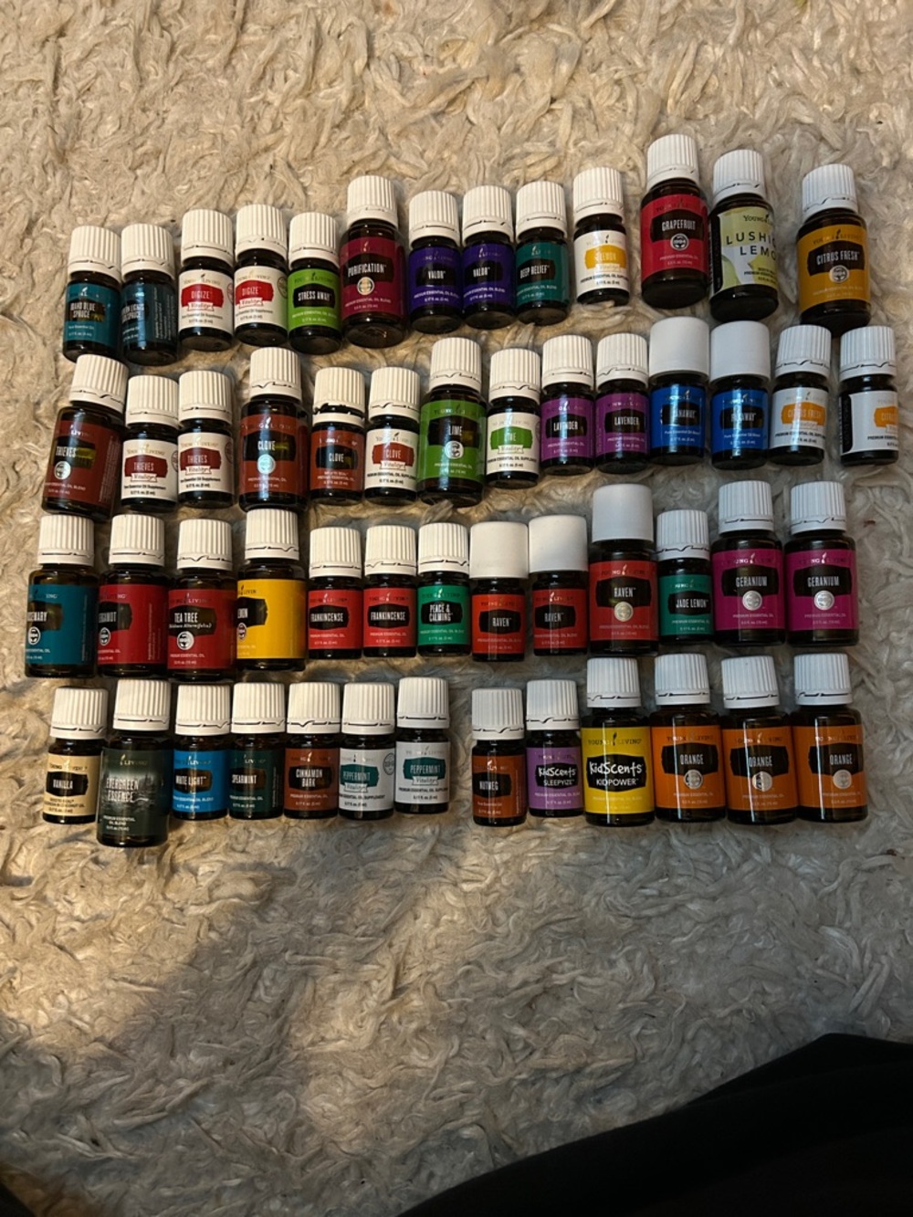 Young Living Essential Oil Bottle Assortment - Red, Teal, Green, Brown